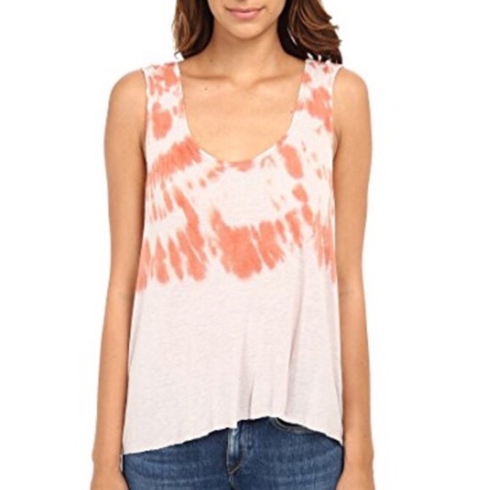 Free People Trapeze Orange Tie Dye Layered Tank